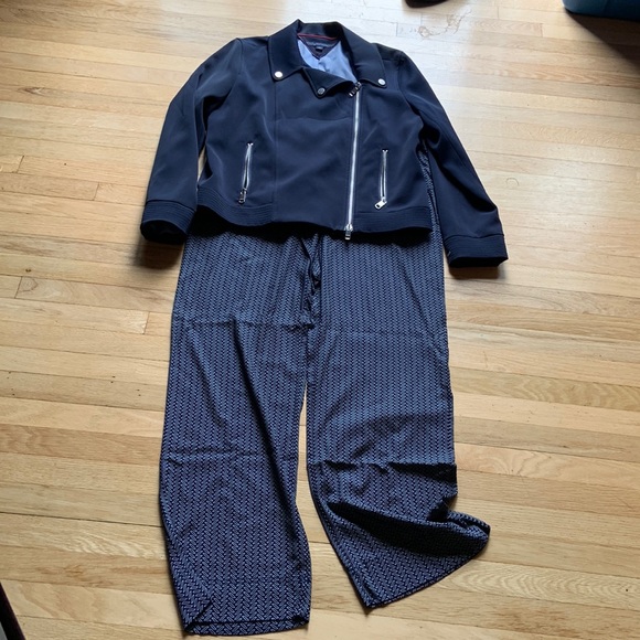 Tommy Hilfiger Navy Moto jacket and drawstring pants set - Picture 1 of 12